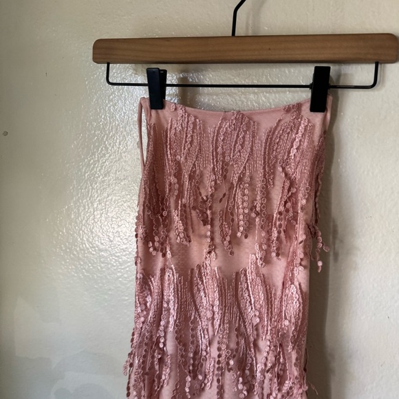 Lulus | Making Magic Blush Pink Fringe Lace-Up Mini Dress - Picture 3 of 7